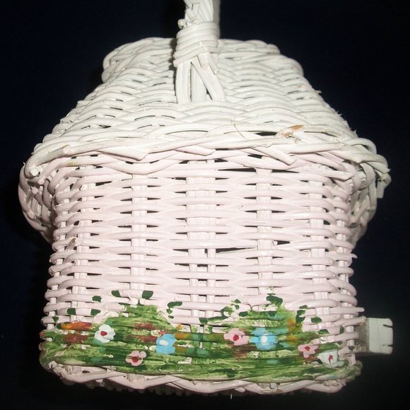 1 of a Kind Authentic Vintage 1960's Handpainted-Wicker Garden-Cottage Handbag - Picture 4 of 11